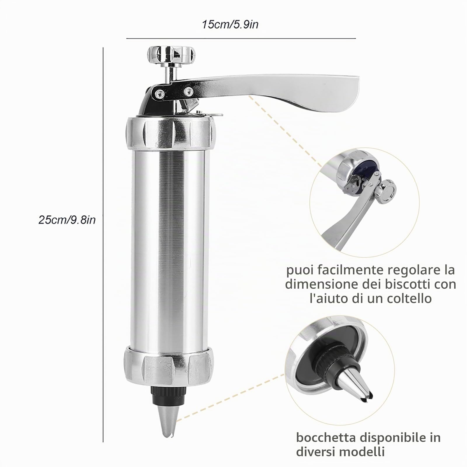 Pistola Per Pressa Per Biscotti Per Biscotti, Kit di Stampi Per Pressa Per Biscotti in Lega di Alluminio Per La Decorazione di Biscotti Per Torte Fai-da-te