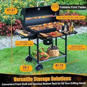 SUNLIFER Charcoal BBQ Grills Outdoor: Spacious Barrel Barbecue Grill — photo 4 of 6