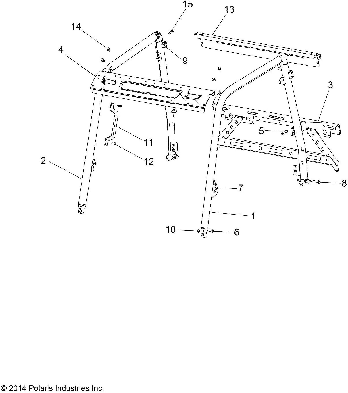 Black Lefthand Cab Frame Weldment 1020162-458 OEM Polaris 2015-2017 Ranger 570 EV ETX