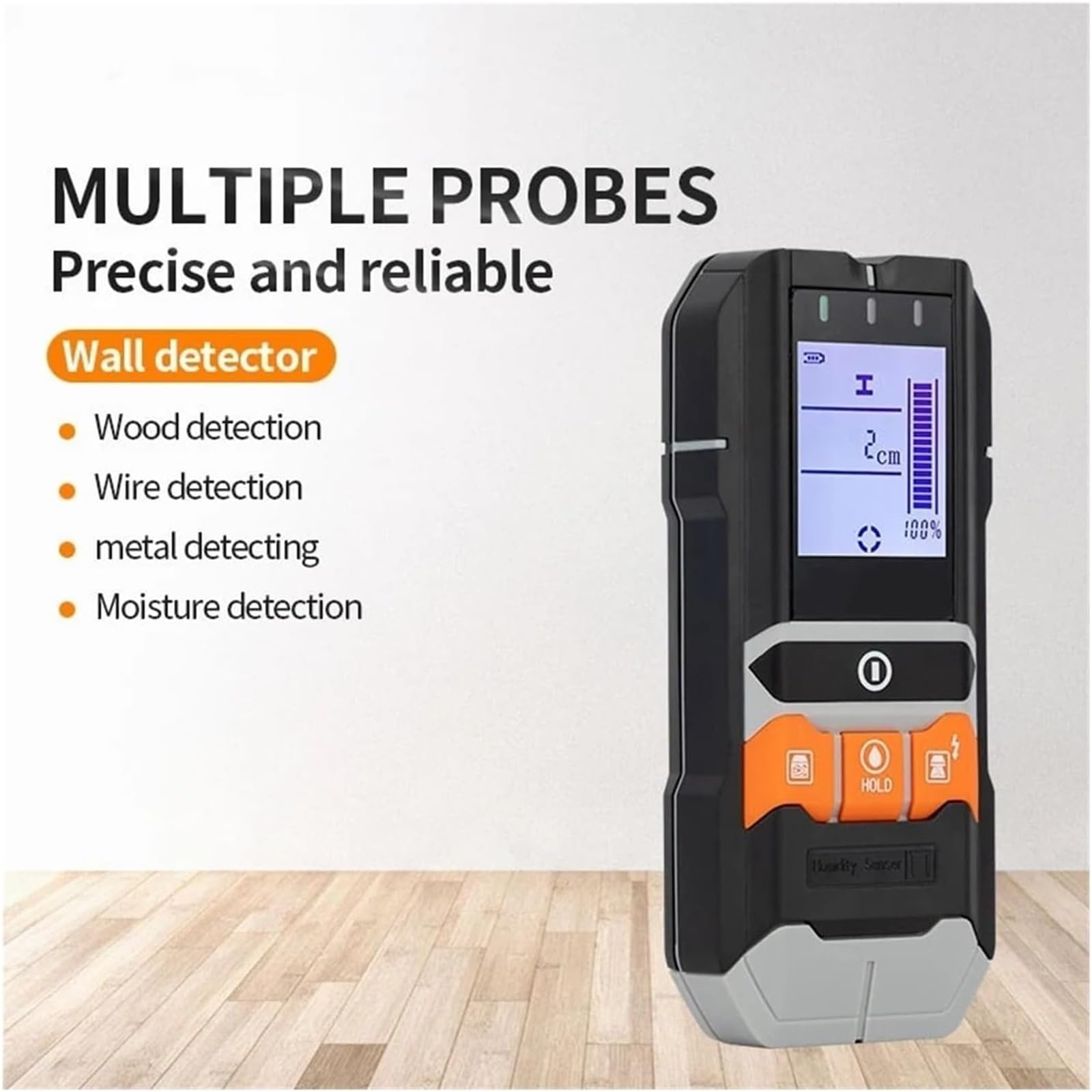 NGARY Detector De Vigas De Pared, Detector De Humedad para Cableado De Pared Y Madera, Conmutación Multimodo Y Alerta Dual Visual Y Sonora, Profundidad Máxima De Detección De 120 Mm.