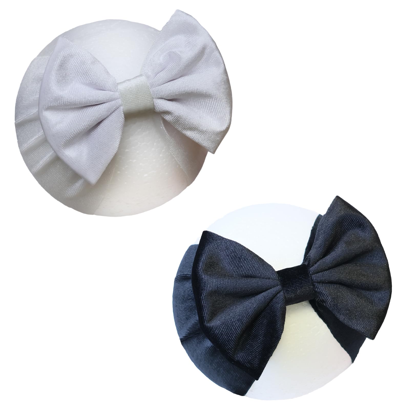 Diademas de terciopelo negro para bebé, lazos grandes para bebés y niñas, diademas de terciopelo suave, lazos para la cabeza ancha, accesorios para el cabello blanco para recién nacidos,