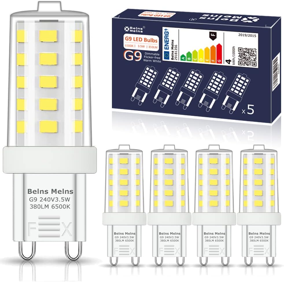 G9 LED Bulbs Dimmable, Cool White 6500K, 3.5W LED G9 Capsule Bulbs SMD