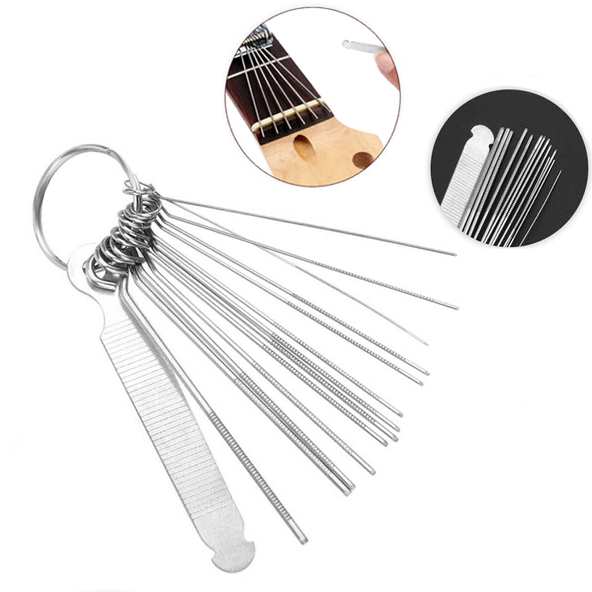 Ieron Guitar Repair Tools Guitar Bridge Saddle File 13 Sizes Stainless Steel Grinding Needles And Sharpening Stones Luthier Tools For Instrument Polishing Maintenance - Image 4