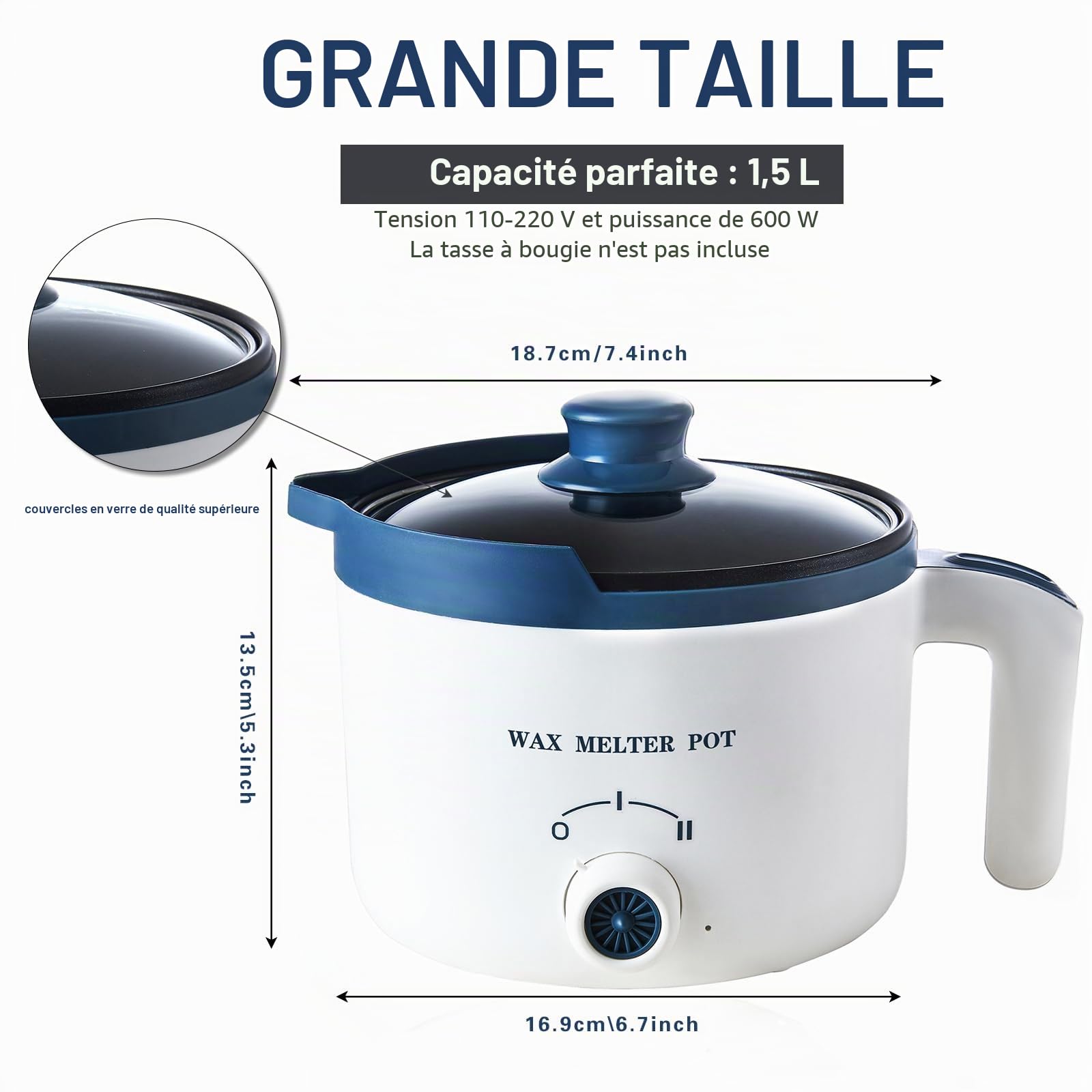 Fondoir à Cire électrique Pour la Fabrication de Bougies avec Bec Verseur | Appareil à fondre la cire avec thermomètre, machine pour faire fondre la cire de bougie 1.5L