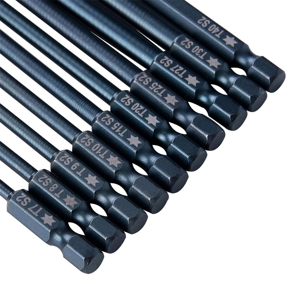 10pcs Magnetic Screwdriver Bits 1/4 Inch Hex Electric Security Screwdriver Drill Set with Hole Hand Tool