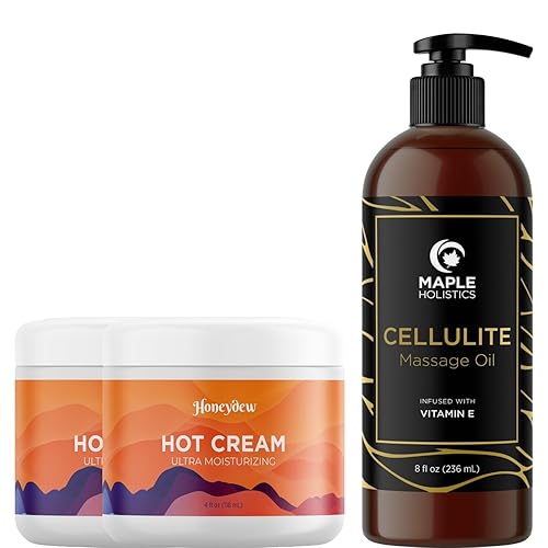 Crema anticelulítica y aceite de masaje, paquete de 2 crema caliente reafirmante para la piel y aceite de celulitis para hombres y mujeres con