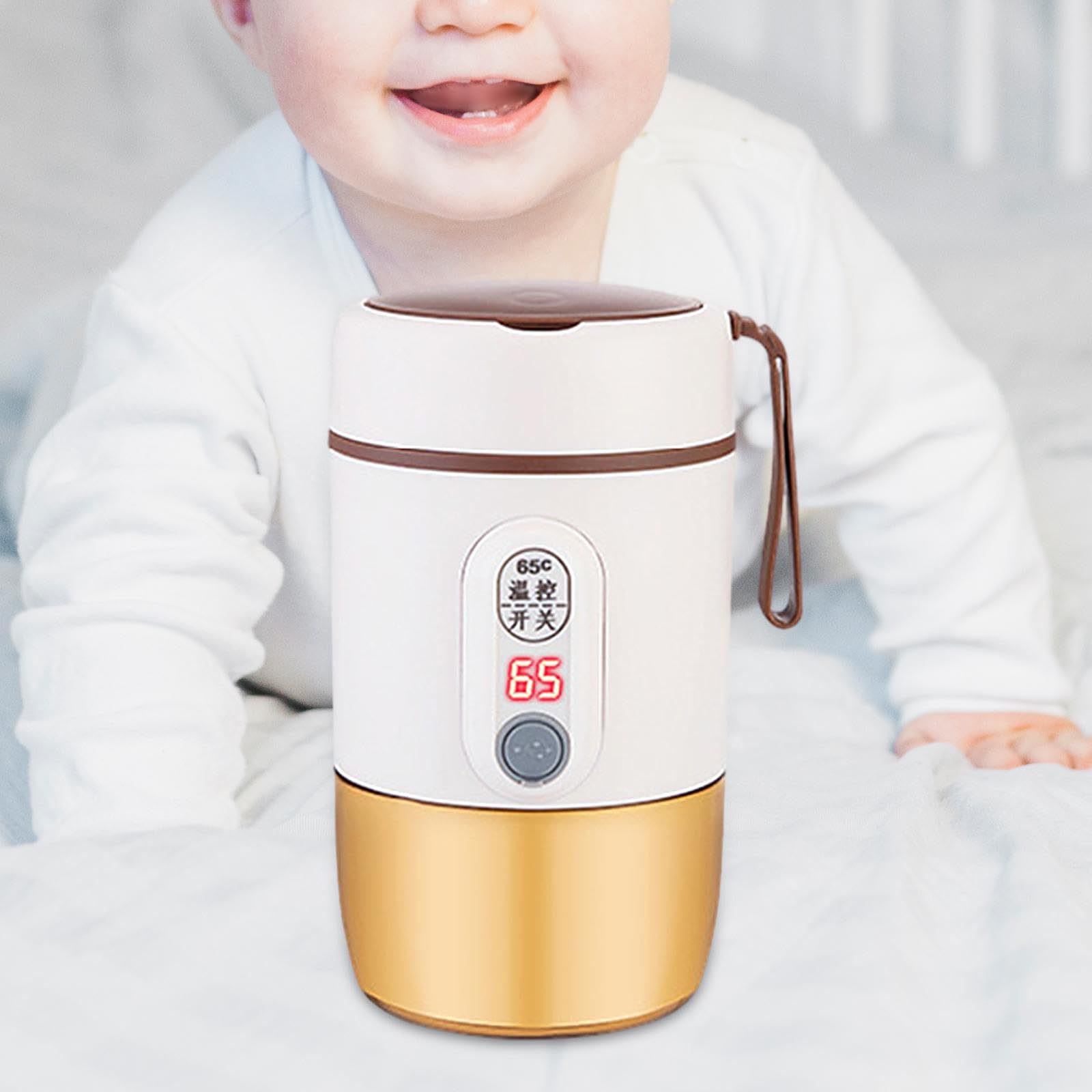 perfk Baby-Milchwärmer, USB, 500 ml, Mehrzweck-Reise-Wasserkocher, Temperaturregelung für Reisen, Einkaufen, Reisen, Camping im Freien, Beige
