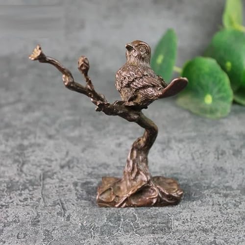 彫刻手作りの彫刻銅梅の木幸せなカササギの鳥のミニチュア装飾装飾