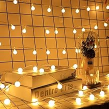 VOICEPTT Frosted Ball String Lights, 7.5M 50 LED Fairy String Lights with Globe Waterproof USB Charging for Outdoor, Indoor, Garden, Homes, Wedding, Christmas Party Decoration (Warm Yellow)