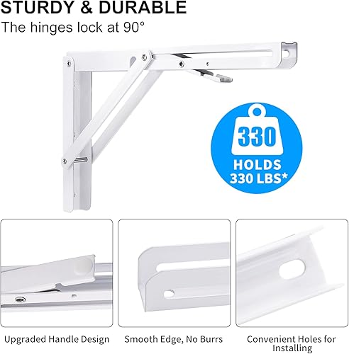 Miniatura 38 de YUMORE Soportes de estante plegables de 24 pulgadas, carga máxima: 330 libras de acero inoxidable resistente soporte de estante plegable para mesa