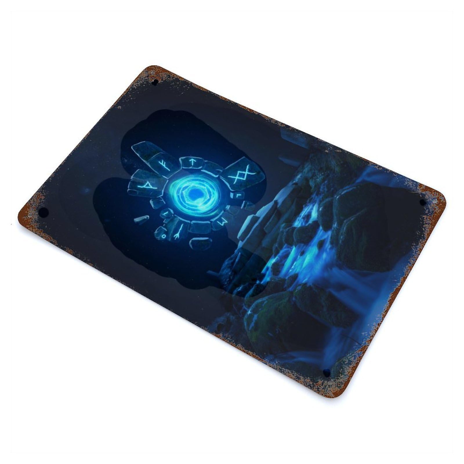 Garage Style Portal Through Space Aged Metal Wall Plaque 11.8"x7.9", Farmhouse Wall Decor for Bar And Workshop