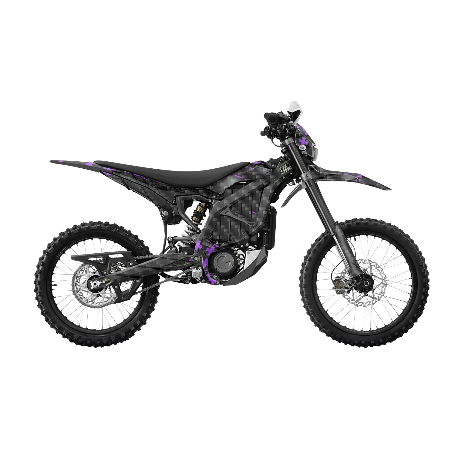 Carbon Fiber Surron Ultra Bee Graphics Kit Wrap - Grunge Cross Purple - Sur-Ron Skin - Premium 3M Vinyl Protective Wrap Decal Cover - Easy to Apply | Crafted in The USA by MightySkins