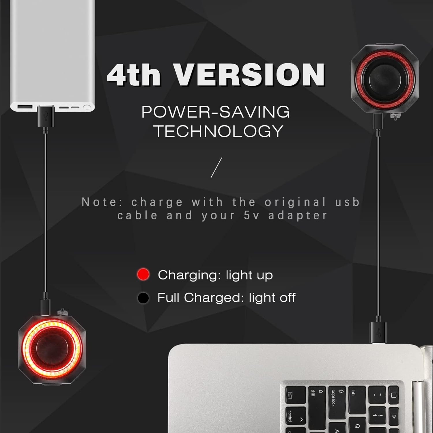 Image showing a cyclist with the WSDCAM smart brake light activated, illuminating brightly to alert a car behind.