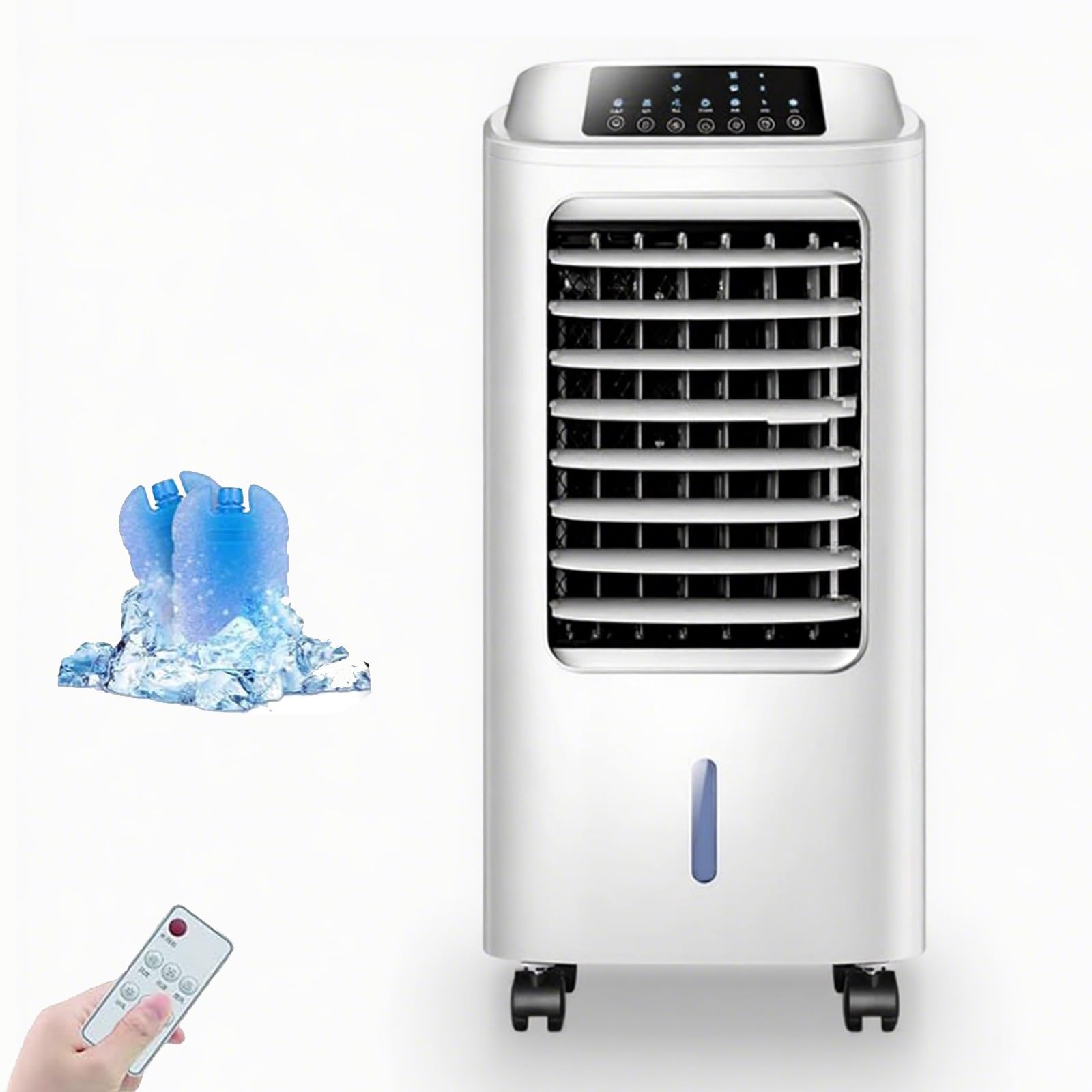 Raffrescatore Evaporativo Portatile Con Telecomando, Ventilatore Oscillante A 3 Velocità, Timer E Nebulizzatore Per Casa, Garage, Camera Da Letto E Raffreddamento Interno.