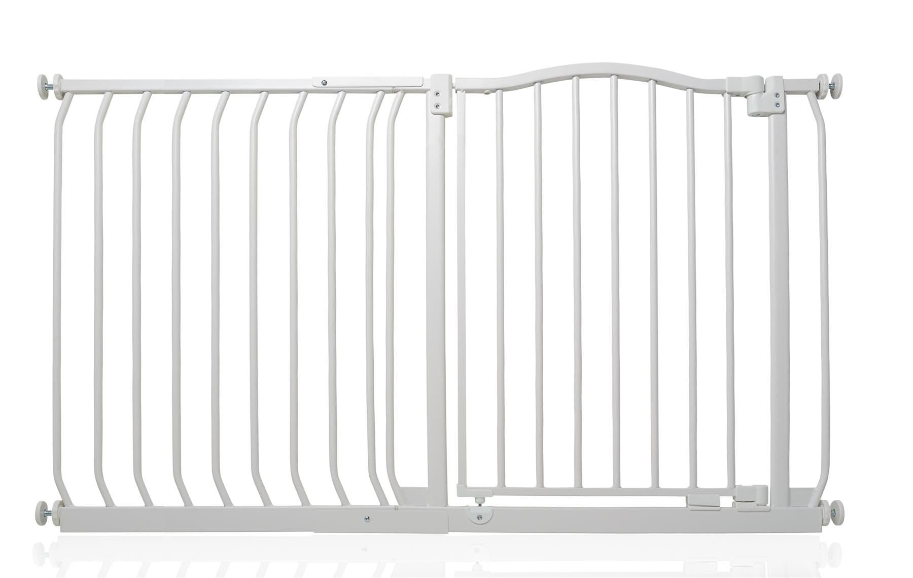 Safetots Matt White Curved Top Safety Gate, 125Cm - 134Cm, Pressure Fit Stair Gate, Baby Gate For Doors Hallways And Spaces, Safety Barrier, Easy Installation