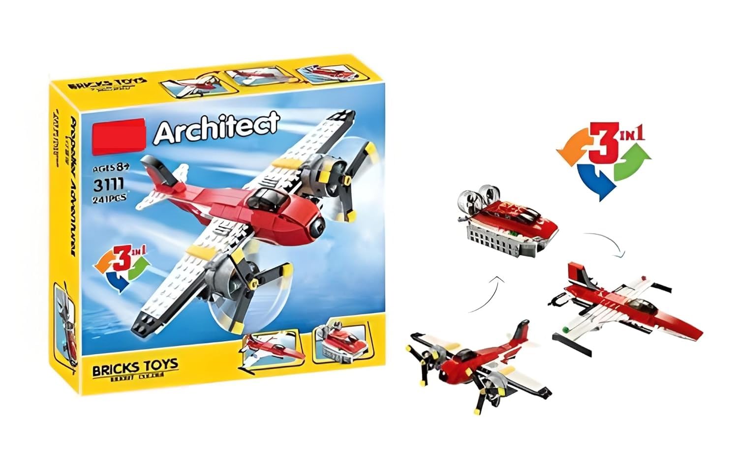 SR TOYS Architect 3 in 1 Fighter Jet, Boat & Airplane Building Block Toys for Kids-Educational DIY Toys for Kids Age 6+ (241+ Pieces) (B0D4F7DQXZ) Amazon Price History, Amazon Price Tracker