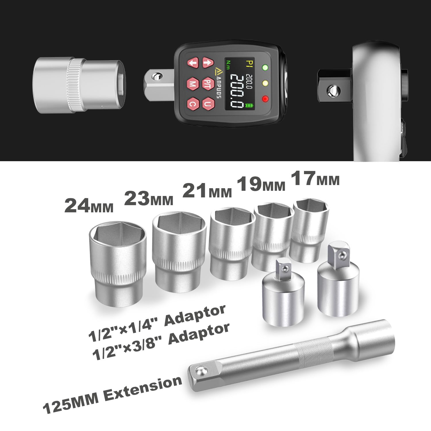 ATsafepro Adattatore Chiave Dinamometrica Digitale 1/2", 10-200 Nm - Foto 12