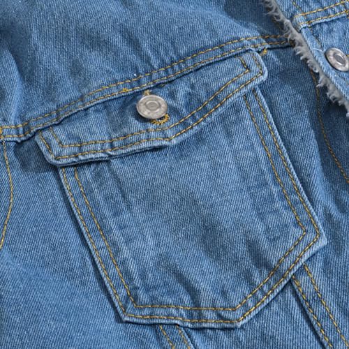 Men's Sherpa Jean Jacket Winter Coats Buttons Long Sleeve Fleece Lined Denim Jacket Slim Fit Cotton Trucker Jacket4