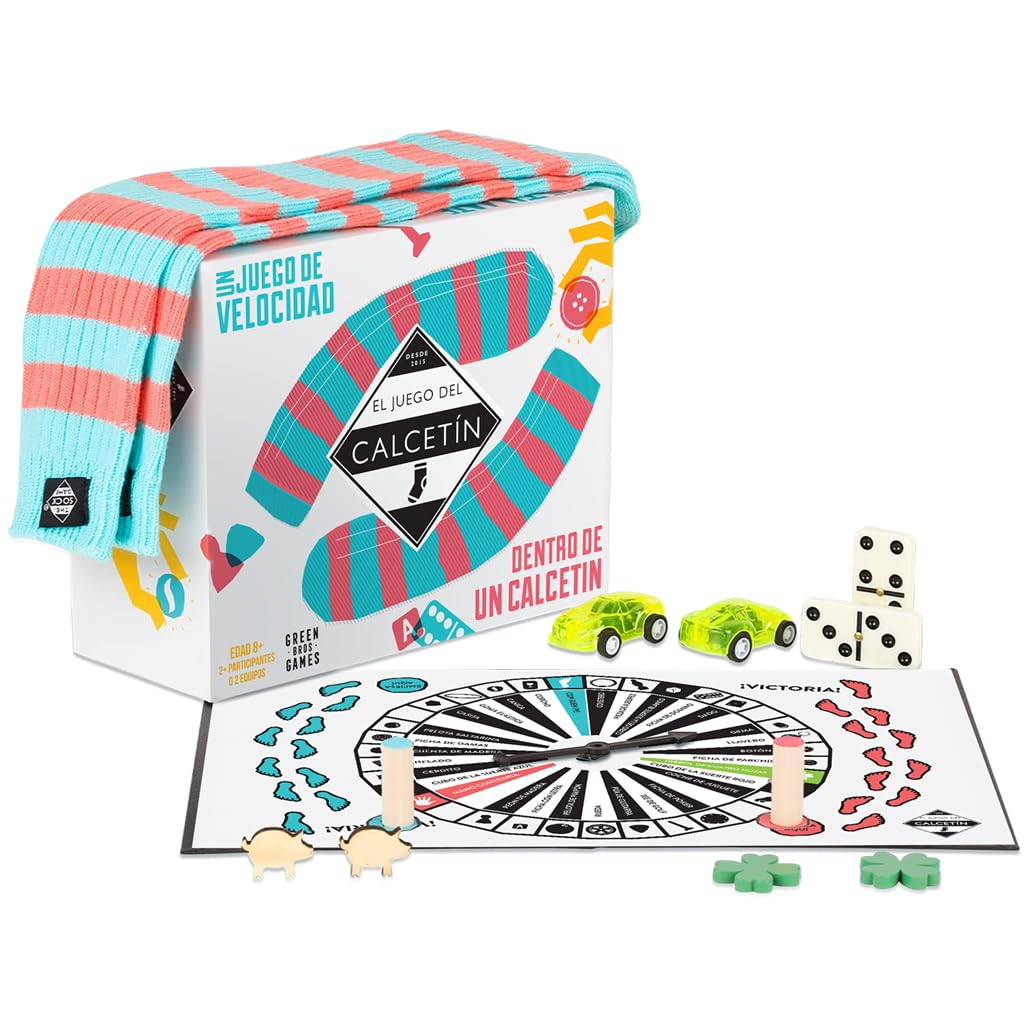 Green Bros. Games El juego del calcetín, Divertido Juego de Mesa Familiar de Agilidad Táctil y Rapidez, Carrera para Encontrar Objetos, A Partir de 8 Años, De 2 a 10 Jugadores, 30 Minutos, Español