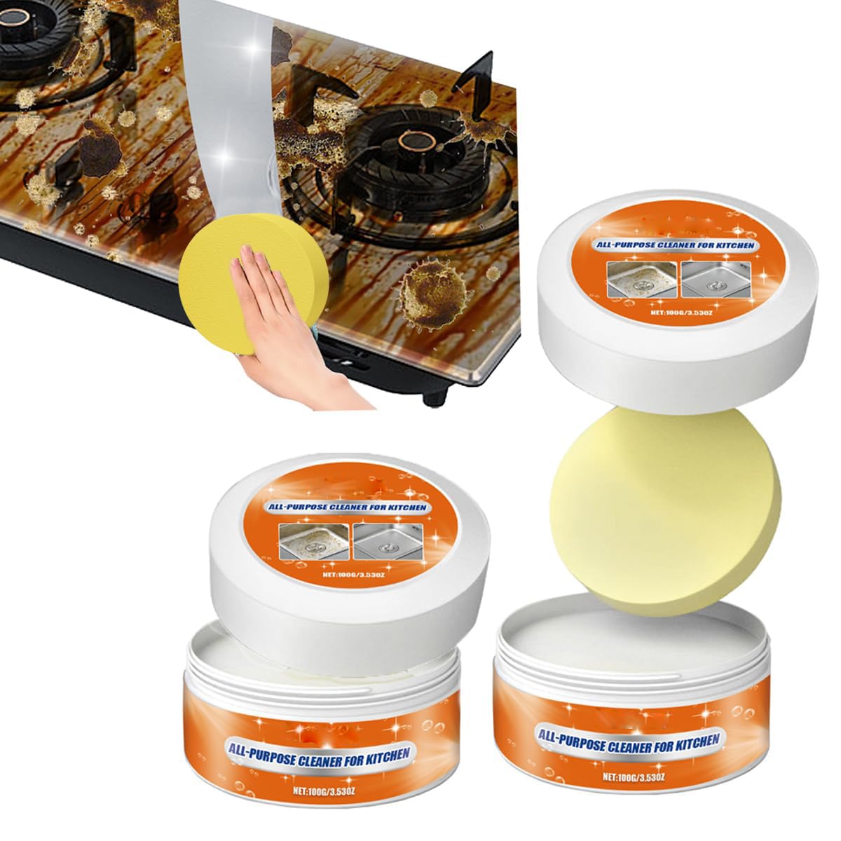 All-Purpose Degreaser Cleaner, Kitchen Multi-Purpose, Stainless Steel Clean Wax, Multifunction Cleaner for Kitchen Utensils Pots Stoves Heavy Oil