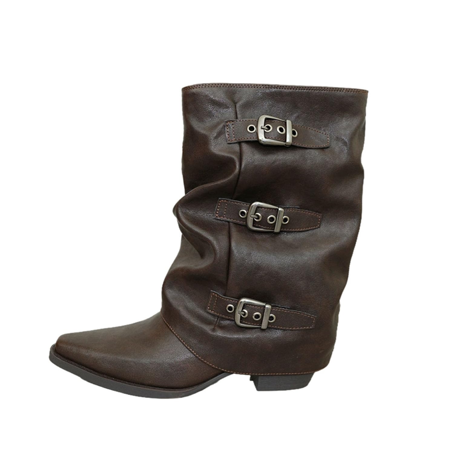 Botas Slouch Media Pantorrilla Mujer Piel De Dividida