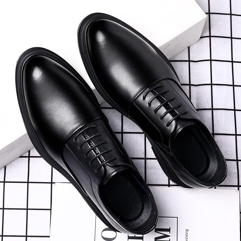 Battle Men Men’s 3-Inch Elevator Leather Oxford Shoes, Black Leather Height Increase Dress Formal That Make You Taller 3 Inches.2