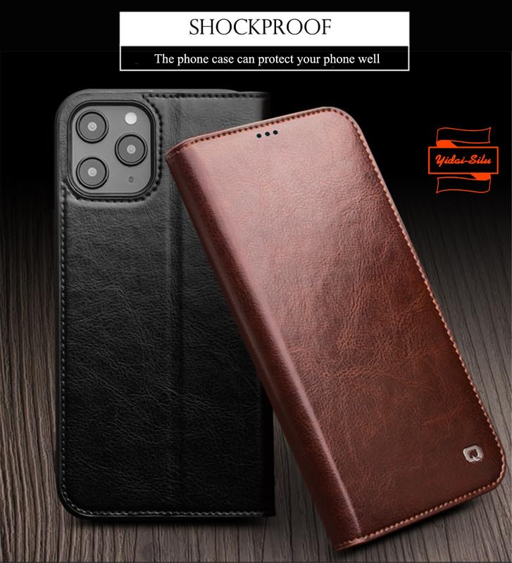 Etui na telefon iPhone 15 Plus z prawdziwej skóry (3 przegródki na karty, ręczne wykonanie, klasyczny styl】 Etui z klapką odporne na uderzenia i odciski palców, etui do iPhone 15 Plus 6,1"