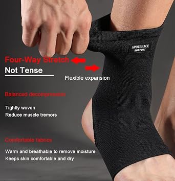 SPOTBRACE Ankle Brace Compression Sleeve, Ankle Support For Women Men 2Pack