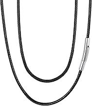 FaithHeart Men's Rubber Necklace 2/3 mm Black/Brown Leather Rope Chain Men's Chain for Necklaces Waterproof Synthetic Cord for Pendants, 40 – 75 cm