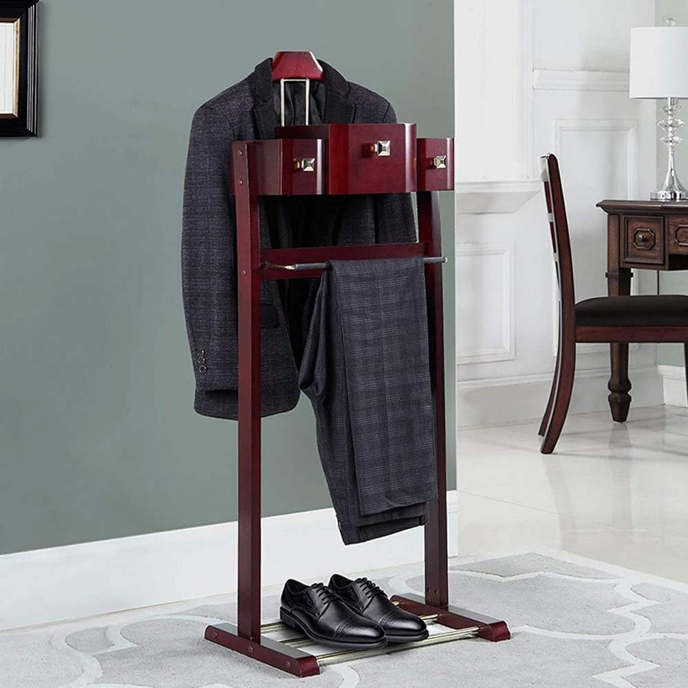 Hanr - Servomuto in legno di noce, con ripiano superiore e vassoio, per ufficio, camera da letto e bagno, 119,8 x 48,2 x 35,5 cm