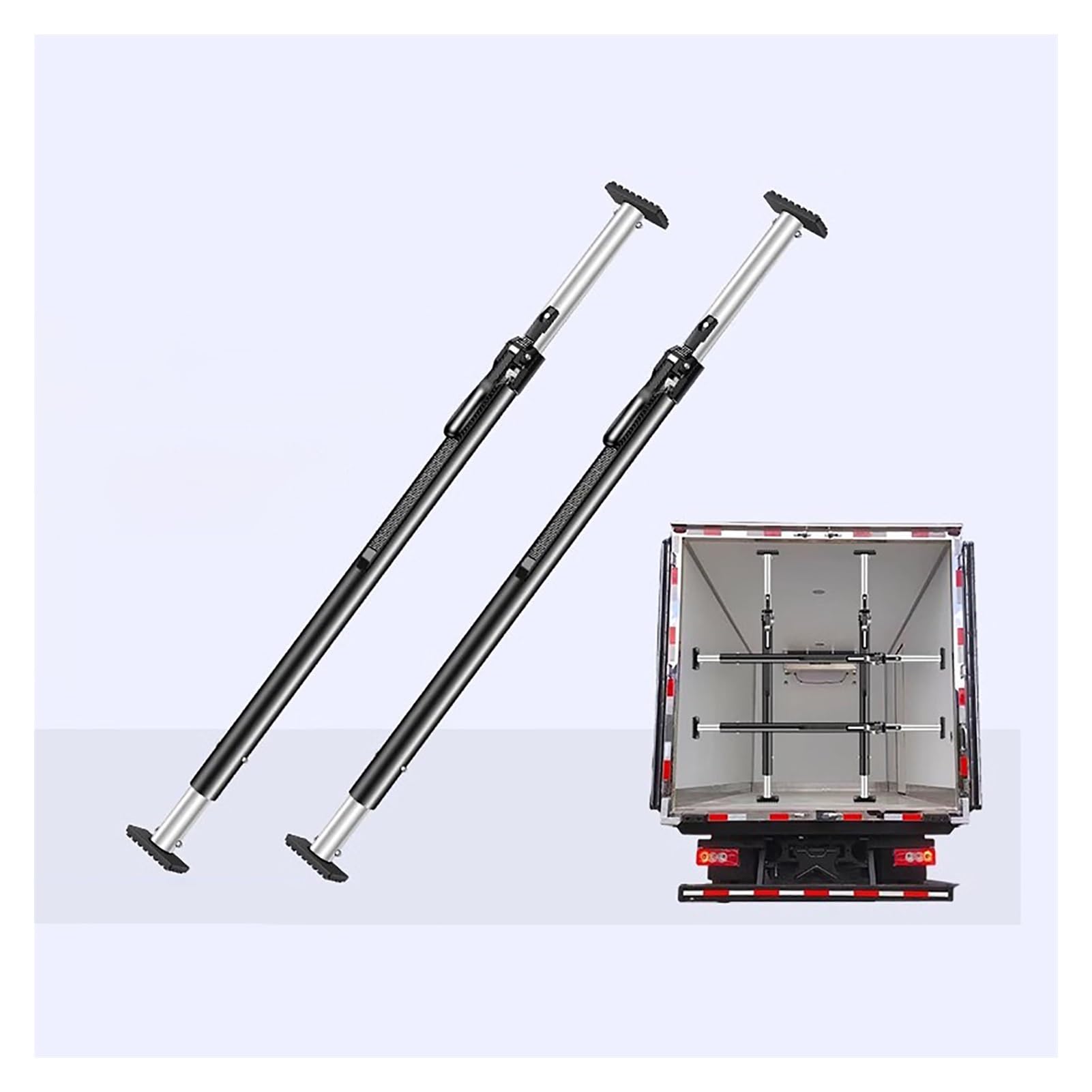 QIYFOZ Ratcheting Cargo Bar，，Telescopic Cargo Stabilizer Bar, Adjustable Aluminum Load Lock Rod (86.7-97.6in) for Trailers, Trucks & Reefers - Heavy-Duty Spring Stabilization Sy