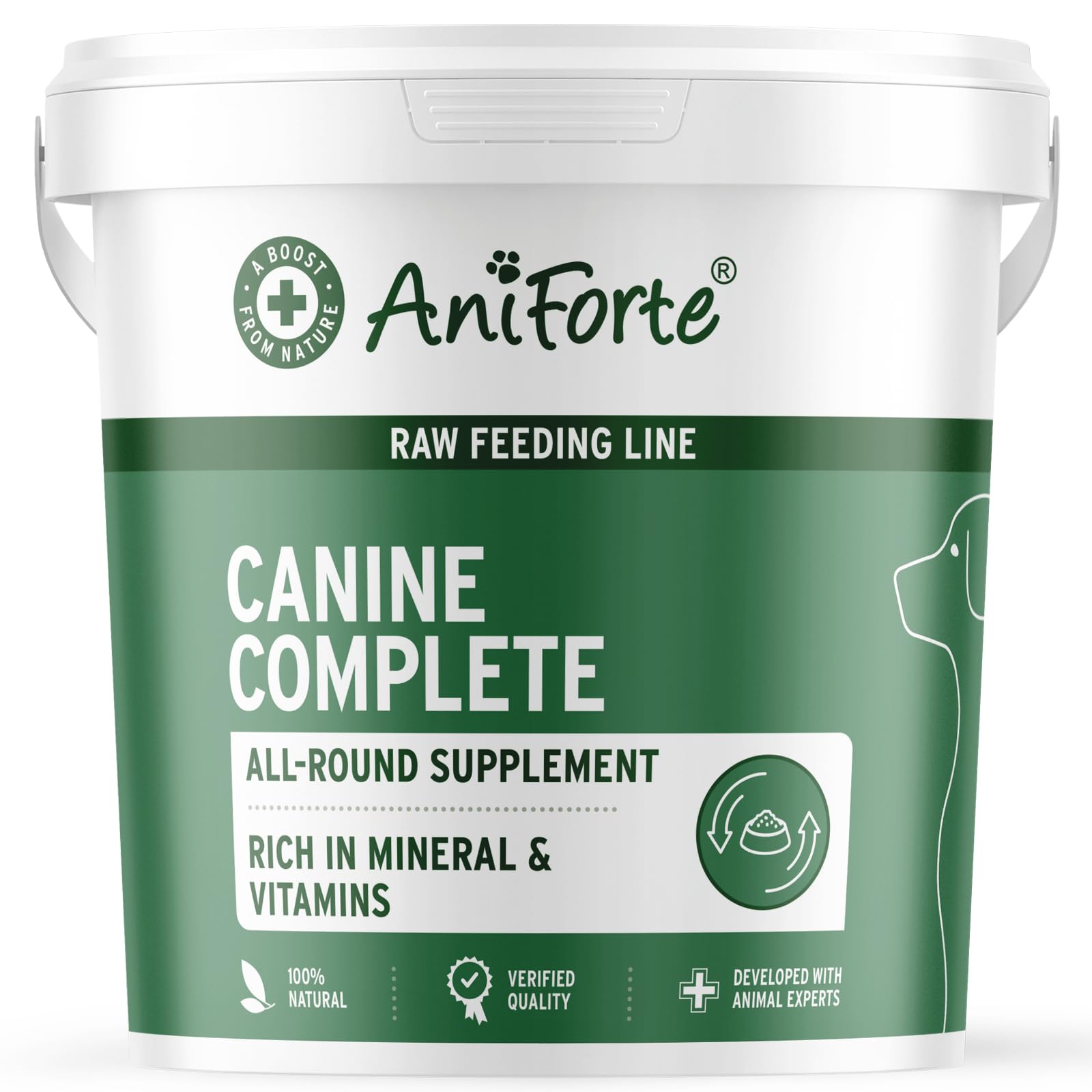 AniForteCanine Complete 1 kg for dogs formerly BARF Complete – 100% natural food supplement with minerals, calcium, vitamins & herbs, ideal as all-round raw feeding suplement