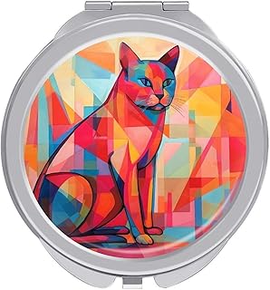 Modern Art Cat Travel Makeup Mirror 1x/2x Mag...