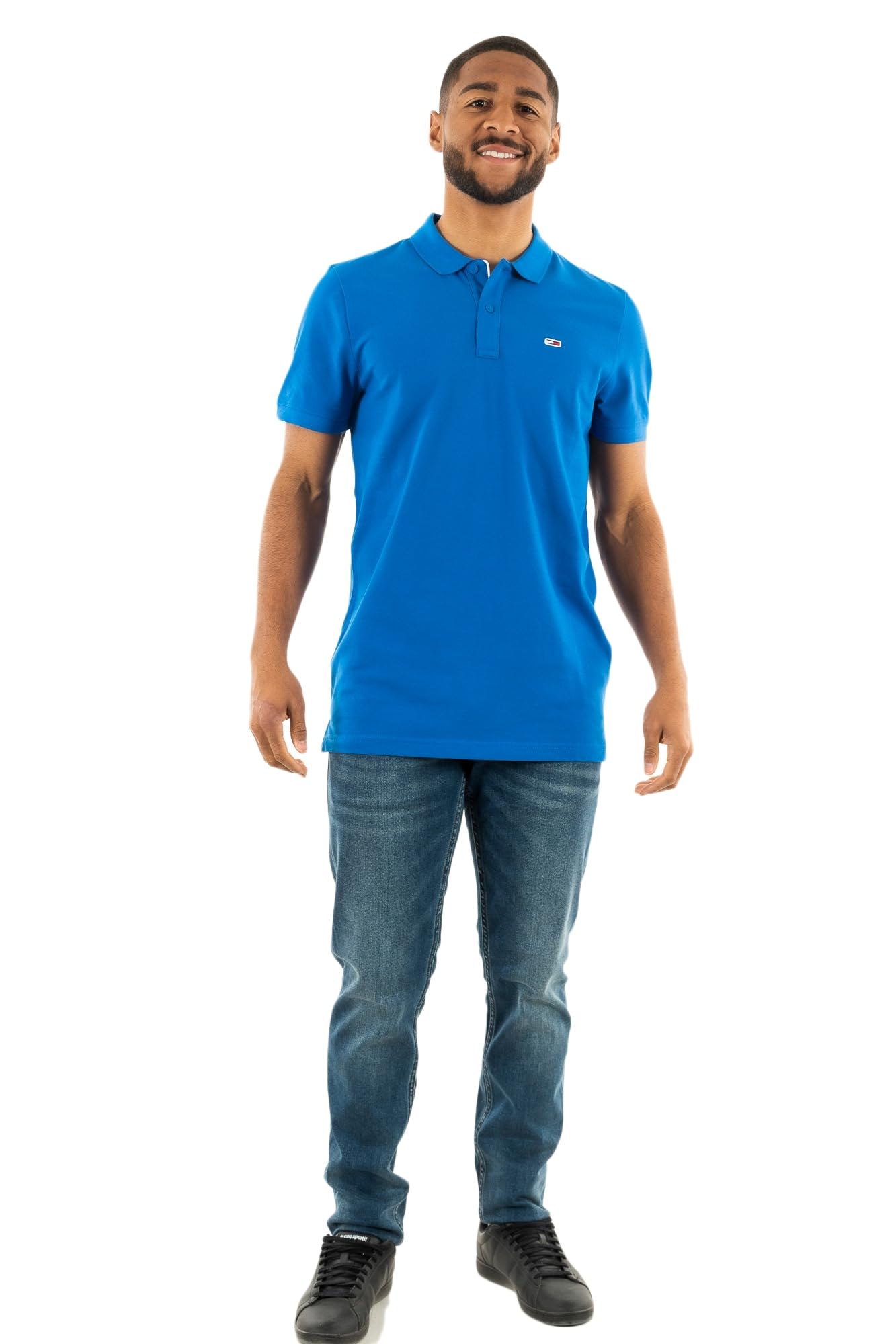 Tommy Jeans Men's Tjm Slim Placket Polo Ext S/S Polos, Persian Blue, XS