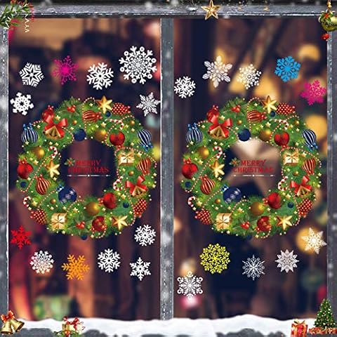 TaimeiMao Xmas Window Decorations Stickers,Christmas Window,Snowflakes Sticker,Windows Display Decoration Christmas Window Decals,Window Clings,Snowflakes Decals,Window Snowflakes (JC-A33) Cover