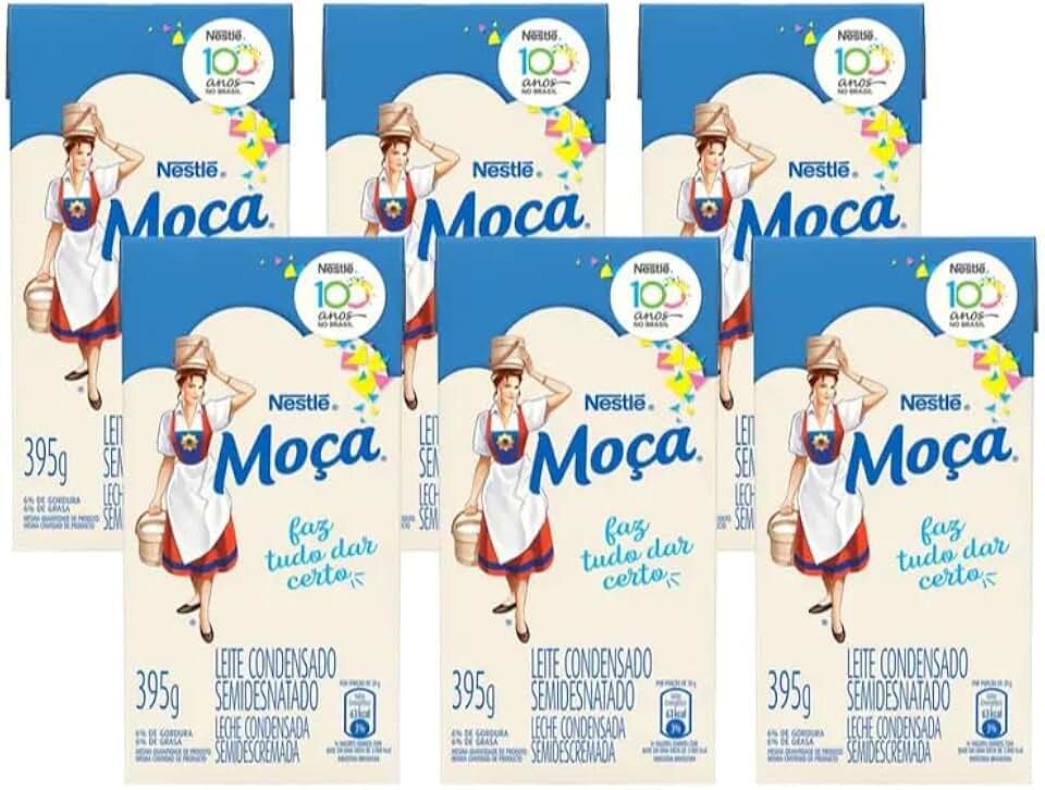 kit com 6 Leite Condensado Moça Tetra Pak, 395g