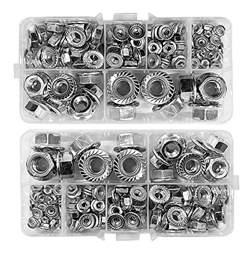 Écrous hexagonaux à bride M3 à M10 en coffret de 200 pièces pour vos fixations