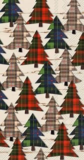 Boston International IHR 3-Ply Guest Towel Buffet Winter Holiday Christmas Paper Napkins, 16-Count, Checkered Pines- Cream