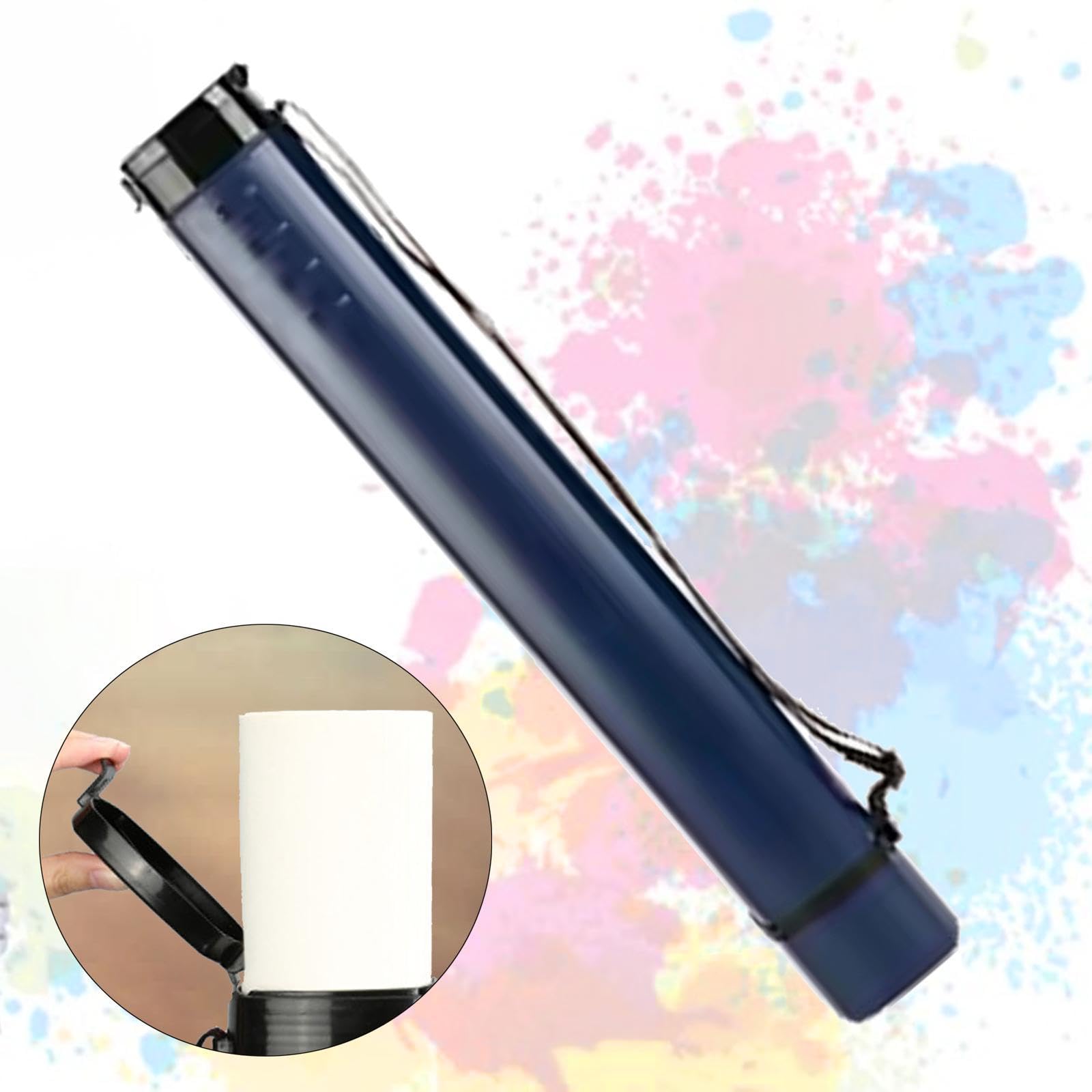 Tubo Porta Planos Tubo Telescópico Almacenaje Estuche Expandible Correa Ajustable Material Impermeable Adecuado para Estudiantes, Azul Profundo, Individual