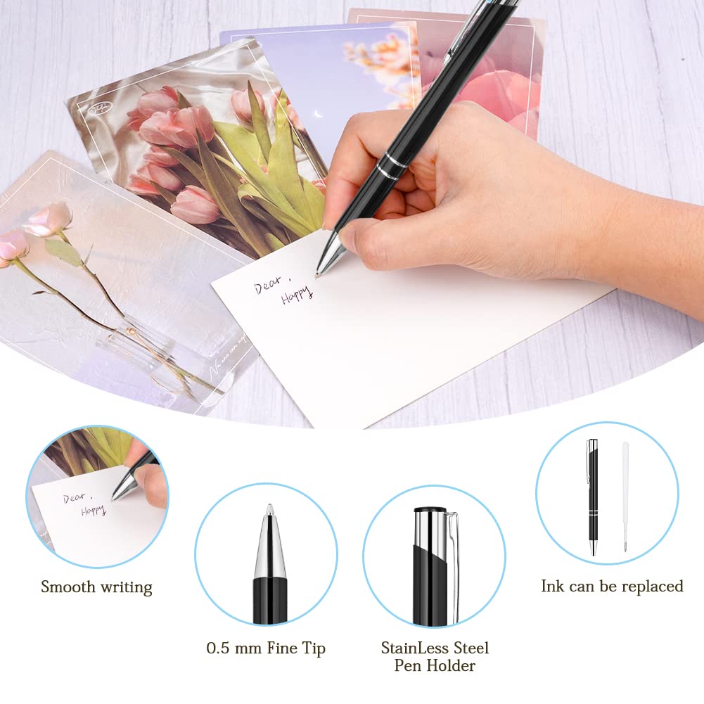 AUAUY Penne a Sfera in Metallo Retrattile, Punta Media 1.0 mm, Confezione da 12, Inchiostro Nero