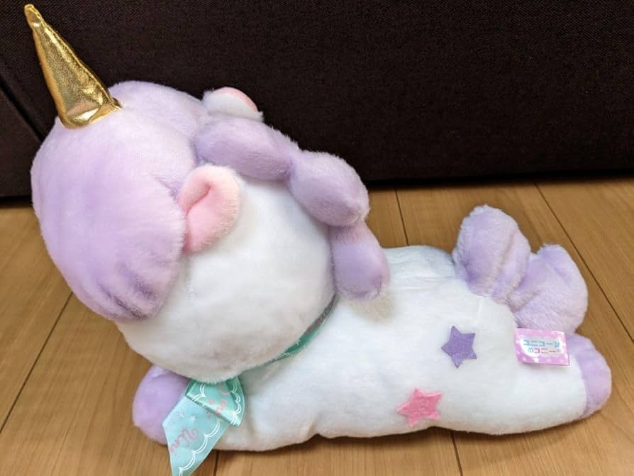 きらり.♡*.　babythree シークレット　ユニコーン　ぬいぐるみ Amazon.co.jp: ユニコーンのコニー 寝そべりぬいぐるみ 紫