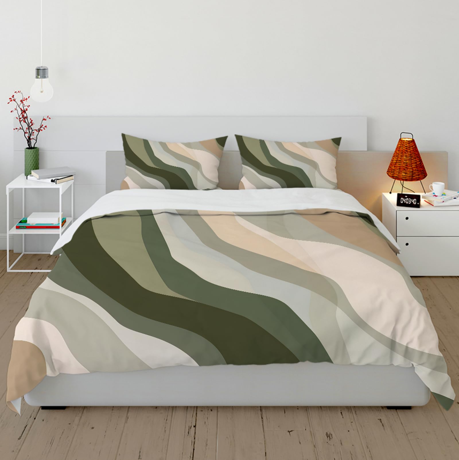 Styl skandynawski abstrakcyjna plaża oddychająca poszwa na kołdrę gładka linia sztuka miękka prana mikrofibra zestaw pościeli z ukrytym zamkiem 180x220cm