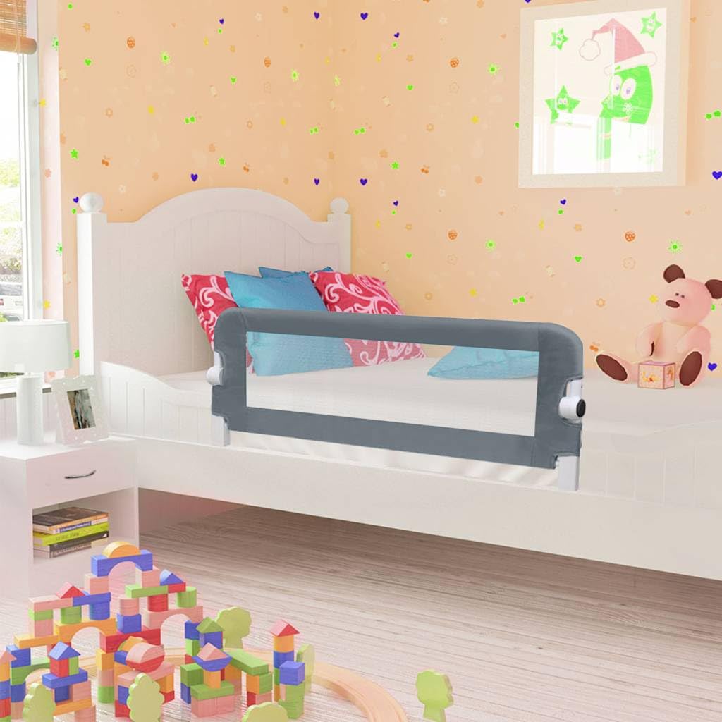 Kleinkind-Bettschutzgitter Grau 102x42 cm aus Polyester mit klappbarem Bettschutzgitter, absturzsicher, atmungsaktives Schutzgitter für Kinderbett, Elternbett und Familienbett