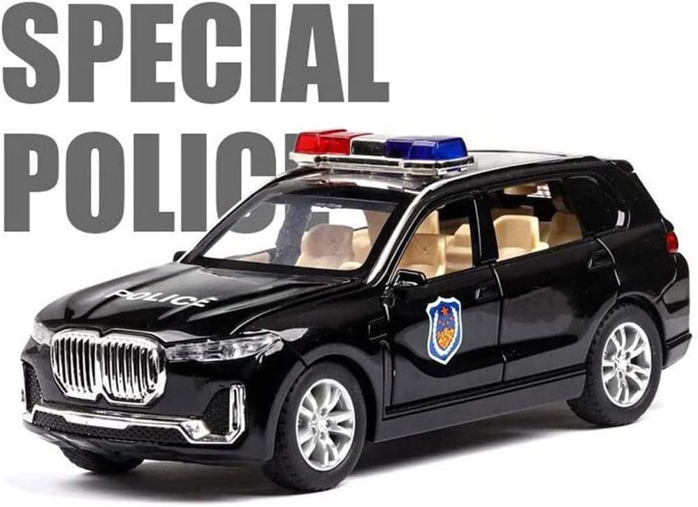 Image of 1 /32 Police X5 SUV Model Car with Box, Zinc Alloy Pull Back Toy car with Sound and Light for Kids Boy Girl Gift?Colors as Per Stock? (Police X5)