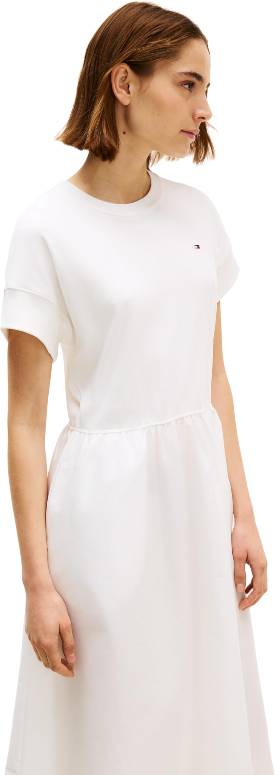 Tommy Hilfiger Sukienka rozkloszowana Kobiety Cody Mix Media C-nk Midi Dress Ww0ww51148 (1 w zestawie)