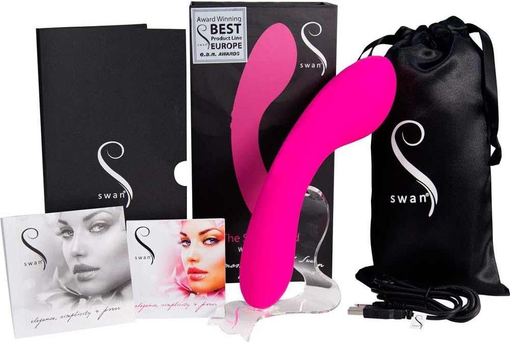 The Swan Wand Powerful Vibrator, Quiet Silicone Massager, Waterproof and Rechargeable Clitoral Stimulator, Multi-Function, Multi-Speed, Pink Color Adult Sex Toy