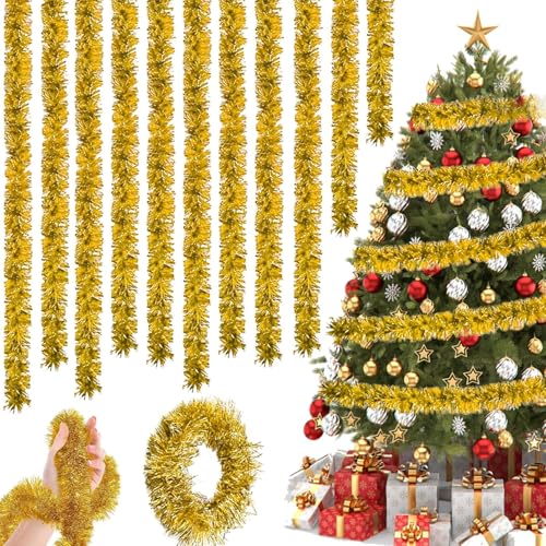 10 Pcs Weihnachtsbaum Lametta Girlande, 2M, Lametta Weihnachtsdeko...