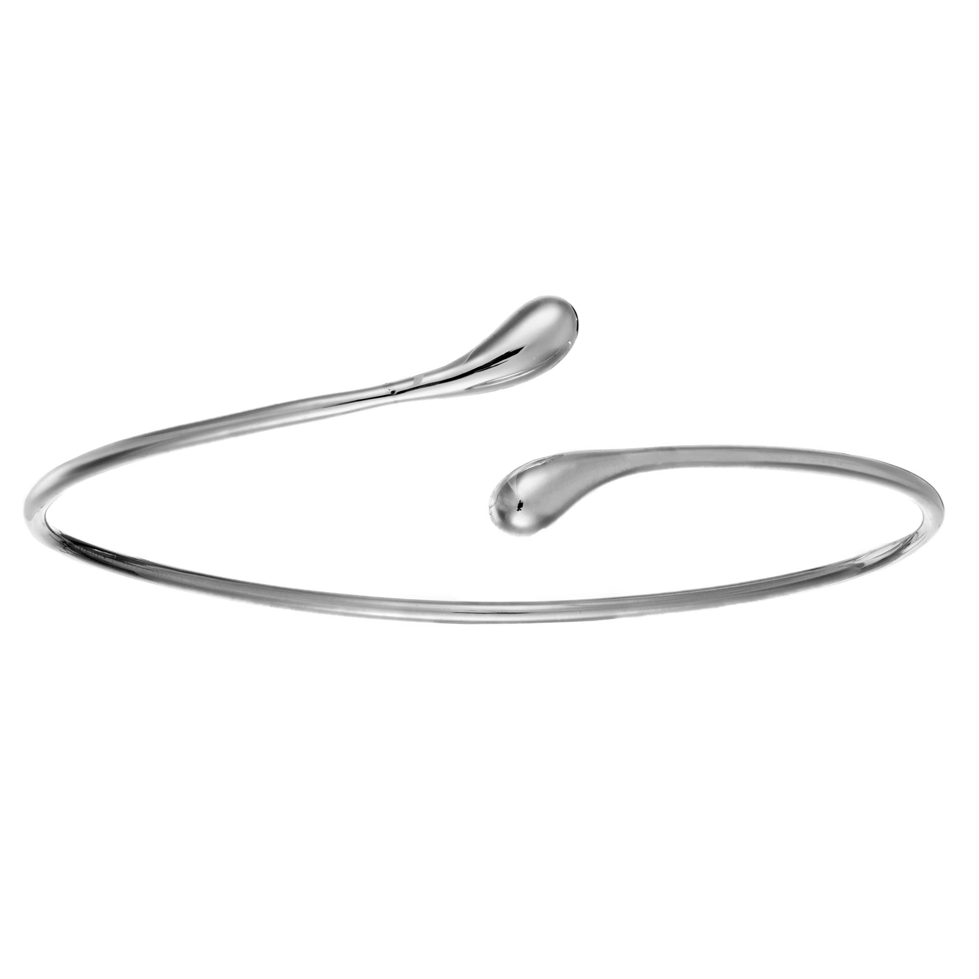 Silverly Bracciale Rigido Avvolgente Aperto da Donna in Argento Sterling 925 | Bracciale Rigido Regolabile Semplice a Forma di Goccia | Design Minimalista del Tubo Sottile