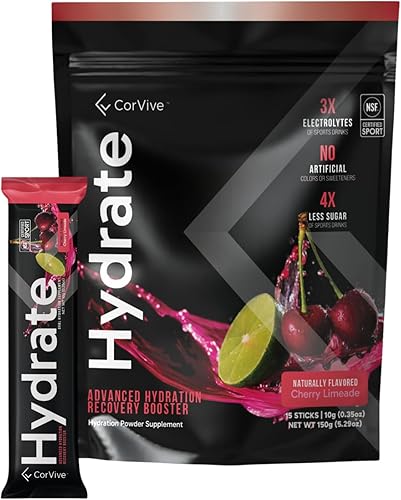 Mezcla de bebida CorHydrate  Limonada rosa  Mezcla rica en electrolitos  Suplemento de rehidratación oral  15 barras