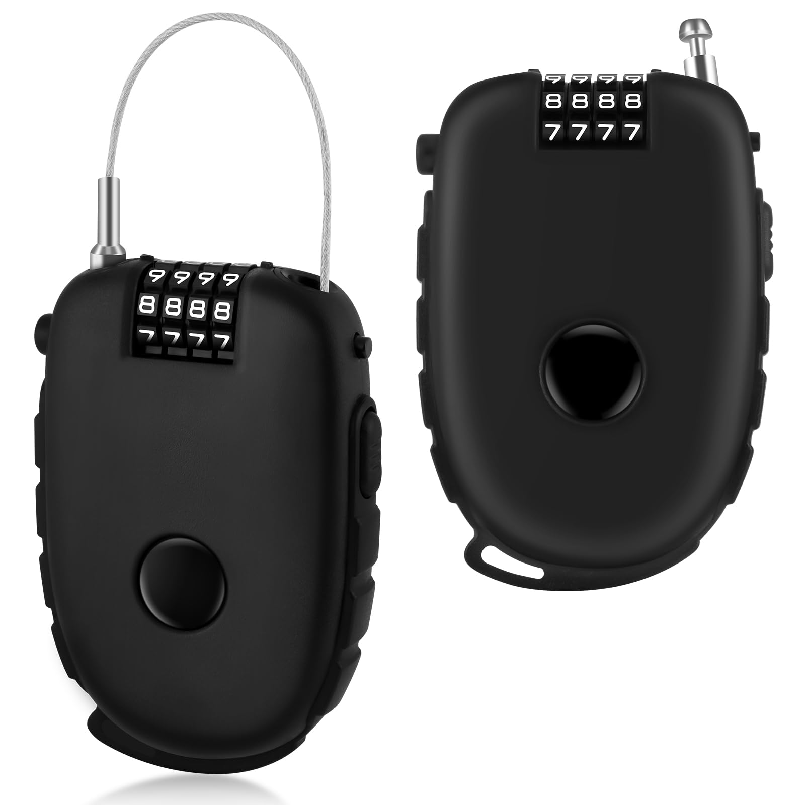 Ainiv 2PCS 4-Digit Cable Lock Combination, 130cm Stainless Steel Core Retractable Bike Lock, Flexible Ski & Security Password Locks, Strong Wire Locks for Luggage, Helmets, Suitcases, Bike, Snowboard